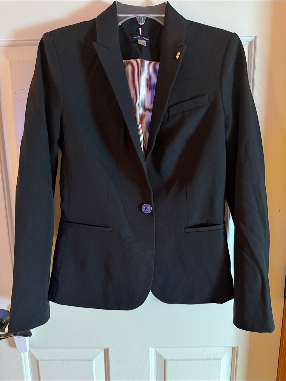 Tommy Hilfiger Black Women's Tailored Single-Button Blazer